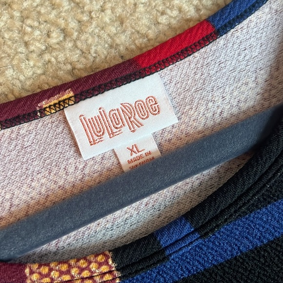 LuLaRoe Elegant Debbie pencil sheath dress gold red black stripe size XL X Large - Picture 4 of 6